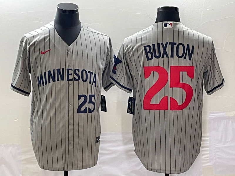 Men's Minnesota Twins #25 Byron Buxton Gray Cool Base Stitched Jersey